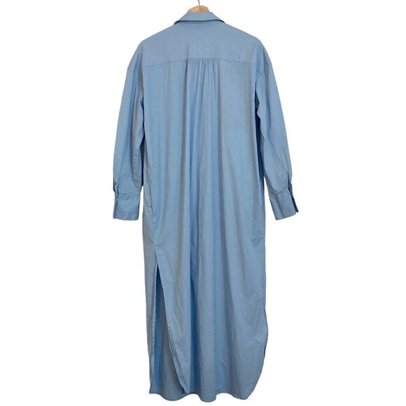 FREE PEOPLE Eva Maxi Shirtdress Relaxed Fit Popover Long Sleeve Light Blue - Picture 9 of 13